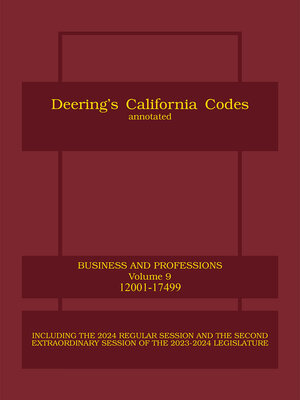 cover image of Deering's California Business and Professions Code